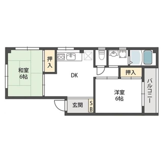 ハイツ永原(2DK/3階)の間取り写真
