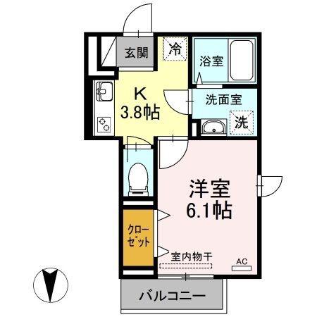 レーヴ・リボンYK(1K/1階)の間取り写真
