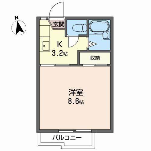 パークアベニュー(1K/2階)の間取り写真