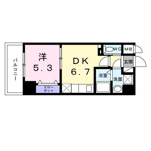 スアヴィス平塚八重咲(1DK/1階)の間取り写真