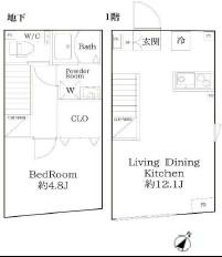 MAISON DE M メゾン・ド・エム(1LDK/B1階)の間取り写真