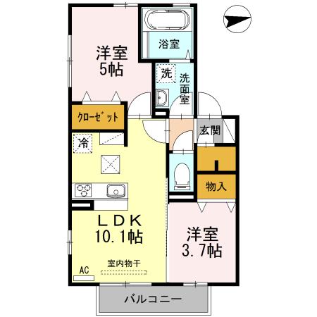 シュトラール(2LDK/1階)の間取り写真