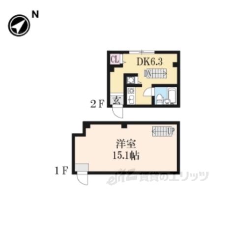 NEWSTORKAPARTMENTO禁野(1DK/2階)の間取り写真