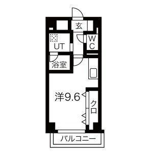 グリューネ白山(1K/6階)の間取り写真
