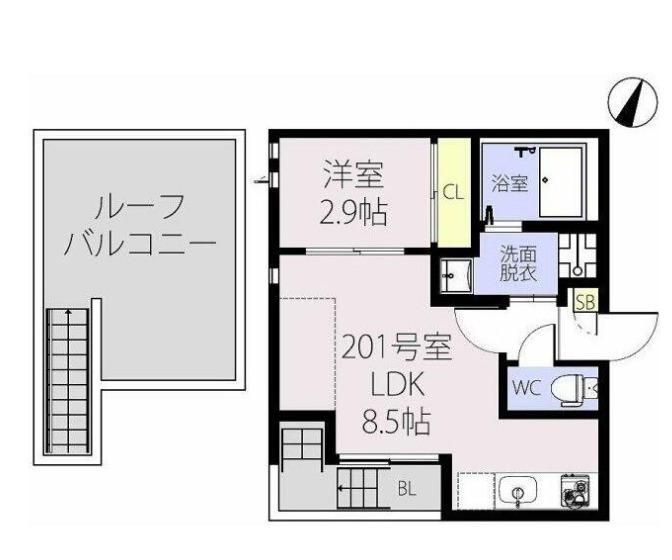 ライゼストケーオークス(1LDK/2階)の間取り写真