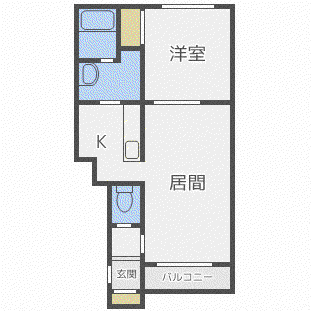 グランメール 環状通東C(1LDK/1階)の間取り写真