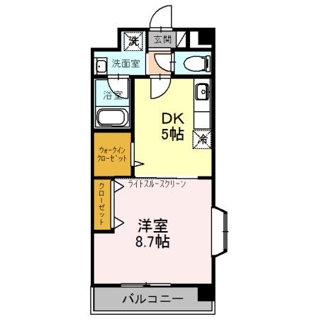 リヴェール鳳(1DK/4階)の間取り写真
