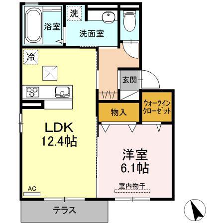 グランドソレーユIII(1LDK/1階)の間取り写真
