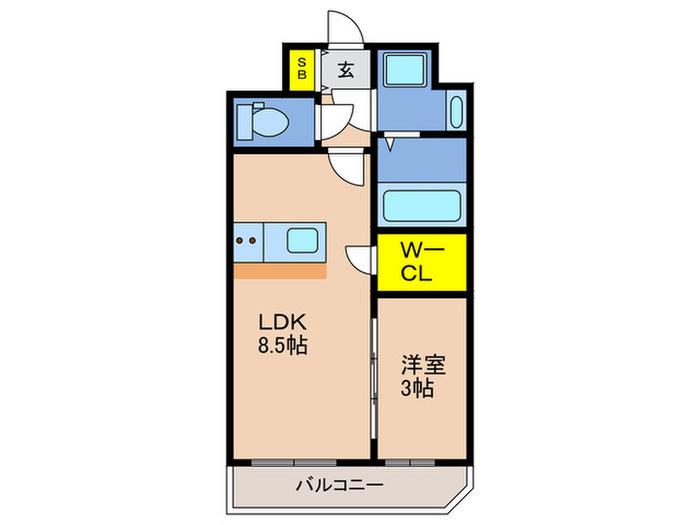 エスリードレジデンスグラン神戸三宮シティ(1LDK/14階)の間取り写真