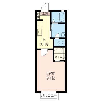 エヴァグリーン(1K/2階)の間取り写真