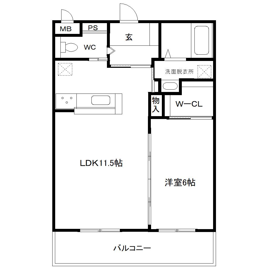 SMILE GARDEN 菊陽(1LDK/1階)の間取り写真