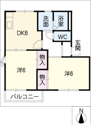 サンビューラ12(2DK/2階)の間取り写真