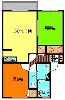 コートヴィレッジ後城(2LDK/2階)の間取り写真