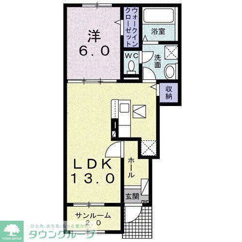 グリーン プロムナード(1LDK/1階)の間取り写真