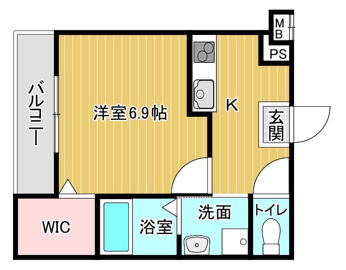 フジパレス山之内ノース(1K/1階)の間取り写真