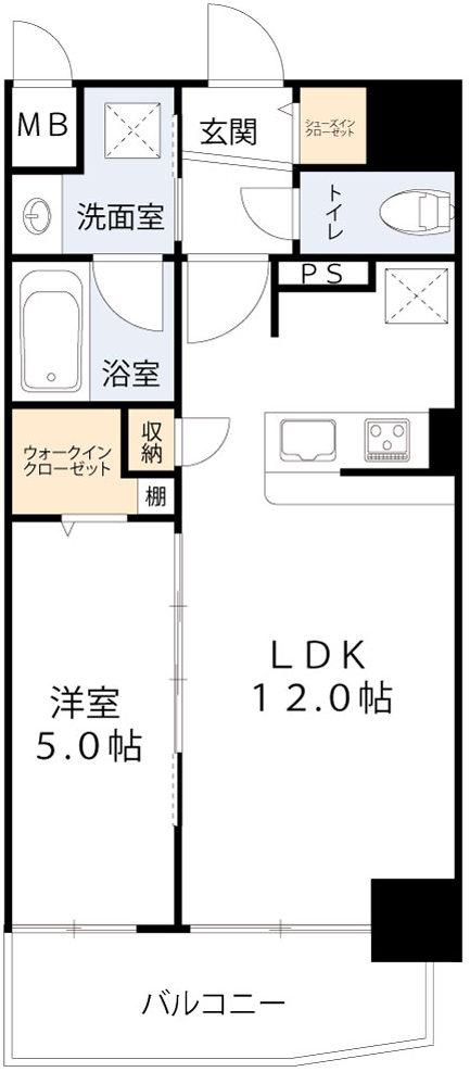 リュエルうめきた(1LDK/8階)の間取り写真