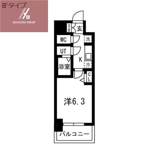 ファステート東大阪アダマス(1K/3階)の間取り写真