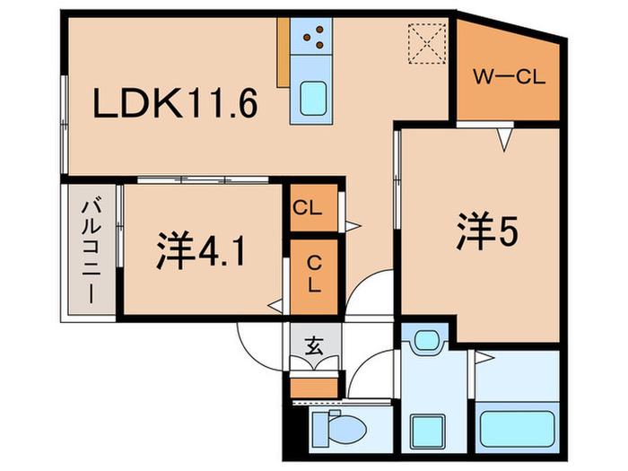 C-GRID山下町(2LDK/2階)の間取り写真