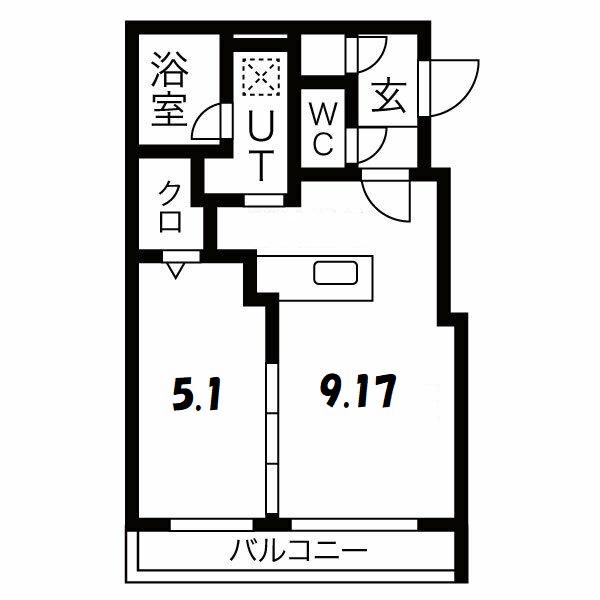 ヴァンテール月寒東(1LDK/1階)の間取り写真