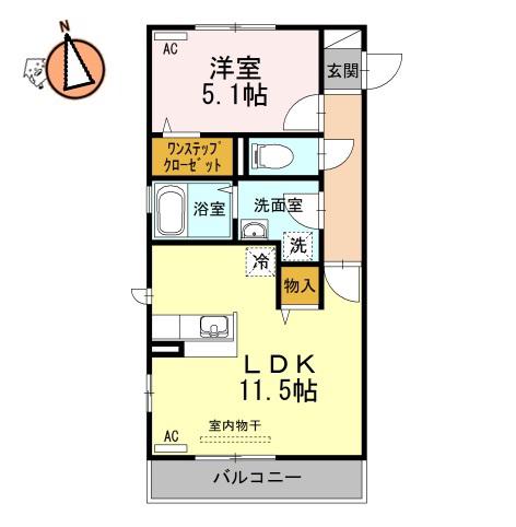 グランツ(1LDK/2階)の間取り写真