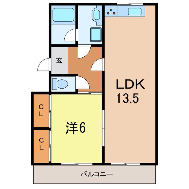 シェリールA(1LDK/1階)の間取り写真