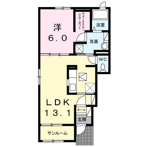プランドールI(1LDK/1階)の間取り写真