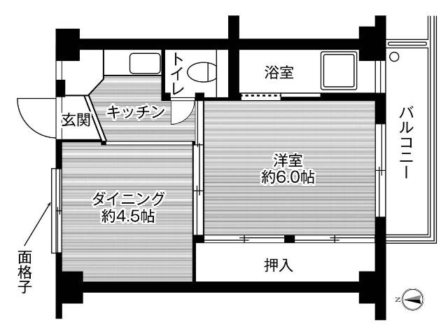 ビレッジハウス木戸 1号棟(1DK/4階)の間取り写真
