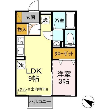 ブルーメ小倉(1LDK/2階)の間取り写真