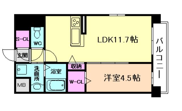 レクエルド 塚本(1LDK/4階)の間取り写真