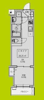 AXIA M CITY大阪瑞光(1DK/4階)の間取り写真