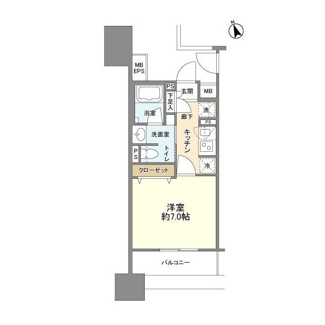 フレールコート東別院(1K/8階)の間取り写真