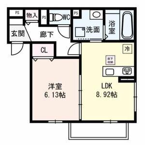 GL PLUS HIGASHIYAGURA(1LDK/2階)の間取り写真