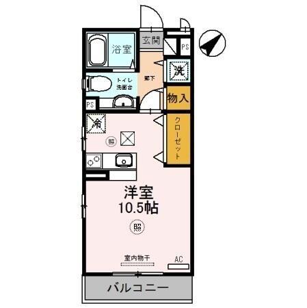 パークハイム参番館(ワンルーム/1階)の間取り写真