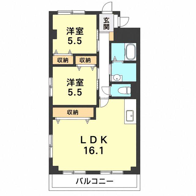 アメニティ甲南山手(2LDK/4階)の間取り写真