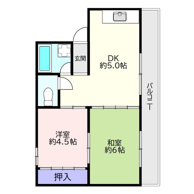 セントラルマンション(2DK/1階)の間取り写真