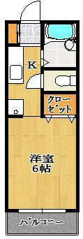 サンライズ(1K/2階)の間取り写真