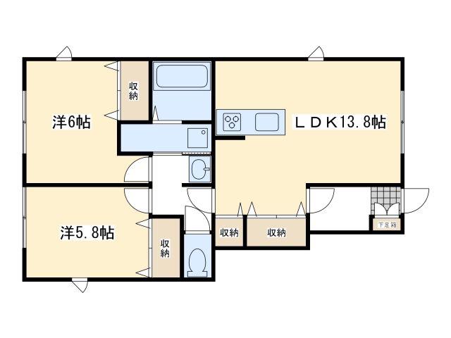 レオシティ則松(2LDK/1階)の間取り写真