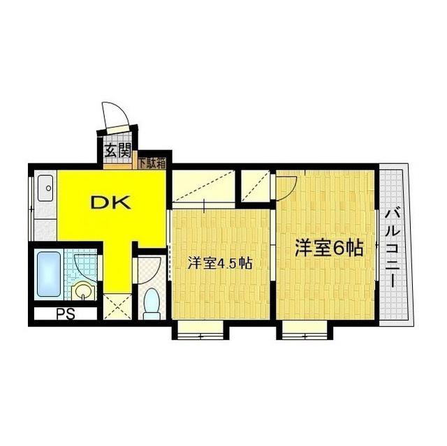 鈴木ビル(2DK/2階)の間取り写真