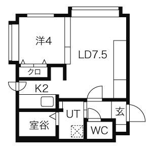 ブルースカイ札幌中央(1LDK/3階)の間取り写真