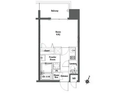 エンクレスト博多MATE(1K/13階)の間取り写真