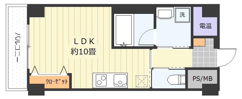 ベルトゥール東口(ワンルーム/9階)の間取り写真