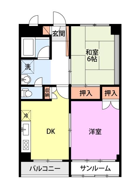 メゾンヒカリ(2DK/2階)の間取り写真