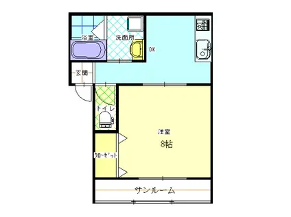 メリーローズ半山(1DK/1階)の間取り写真