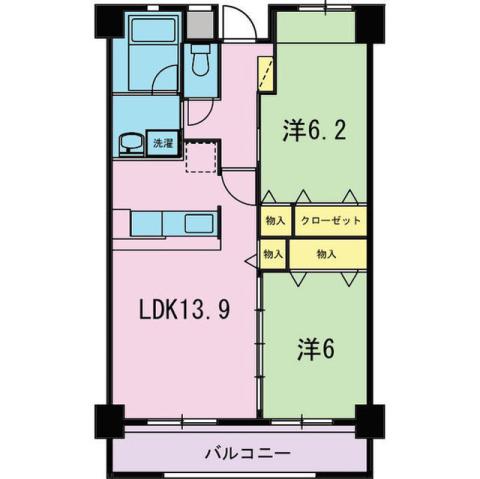 ウイングバード(2LDK/3階)の間取り写真