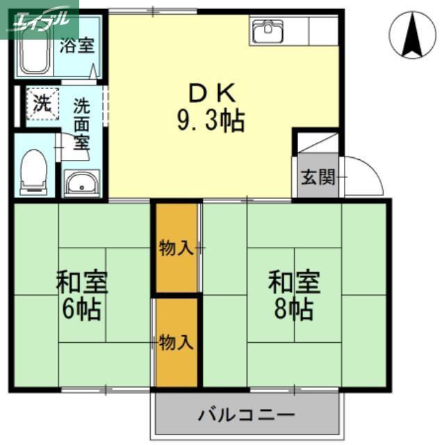 ニューエレガンス(2DK/2階)の間取り写真