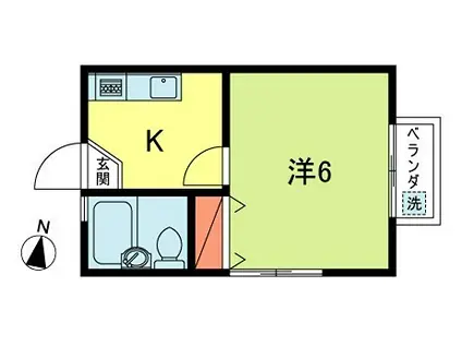 ペルローズ(1K/2階)の間取り写真