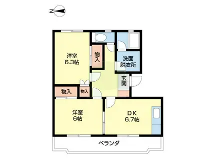COTE DE ORANGE(2DK/2階)の間取り写真