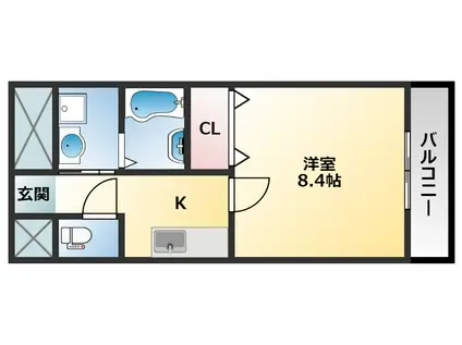 ベルフルールエヌエス(1K/5階)の間取り写真