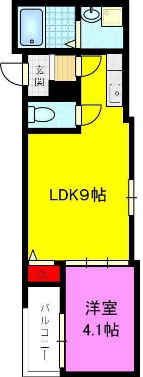 エフアセシアカーメル F ASECIA CARMEL(1LDK/1階)の間取り写真