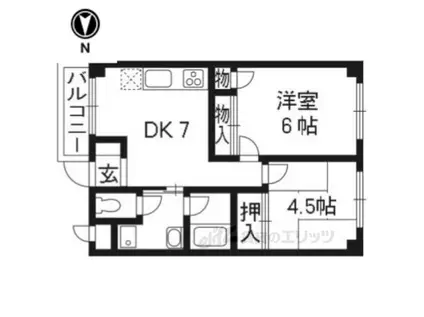 シャルム小山(2DK/2階)の間取り写真